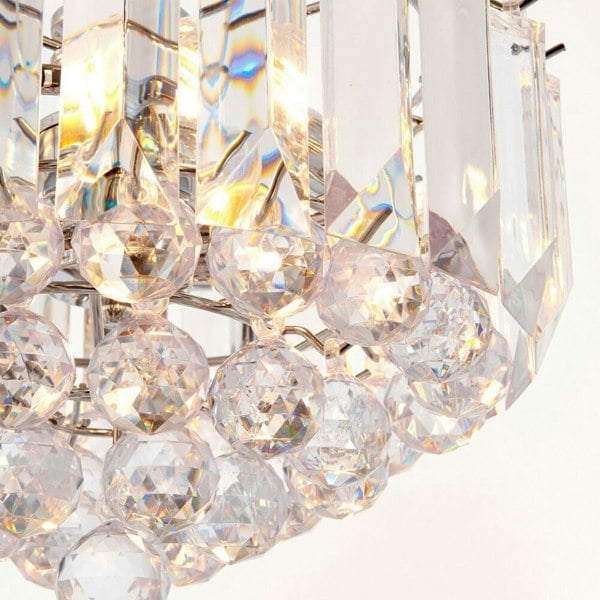 3 Light Chandelier Pendant CHROME & ACRYLIC Shade Hanging Ceiling Lamp Holder Loops