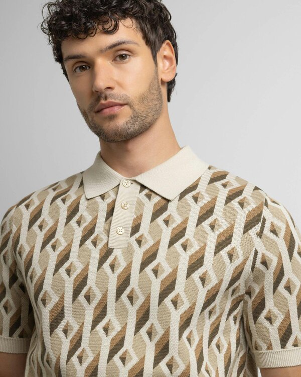Steel & Jelly Rickman - Oval Chain Geometric Jacquard Knitted Polo Shirt