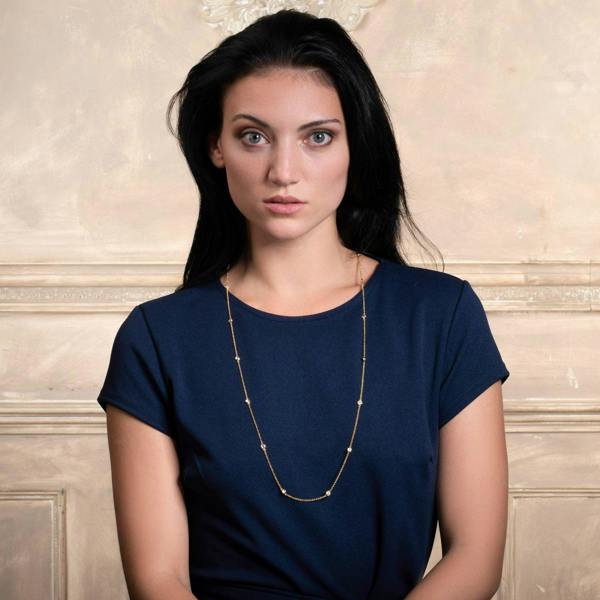 Long Gold Chain Necklace with Stones - namana.london