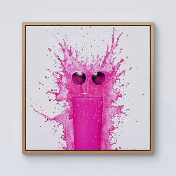 Warren Reed Pink Splash Art Glass Framed Canvas