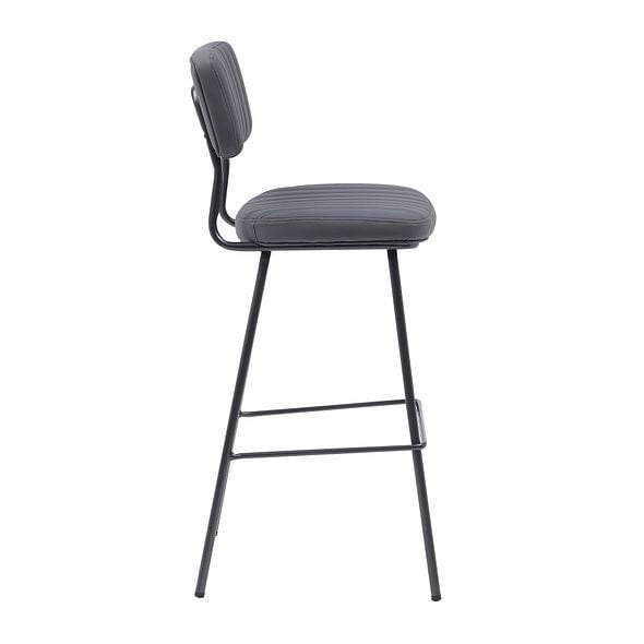 MMT Furniture Designs MMT PU Leather Bar Stools Set of 2, Grey/Tan with Steel Frame, Retro Industrial Style