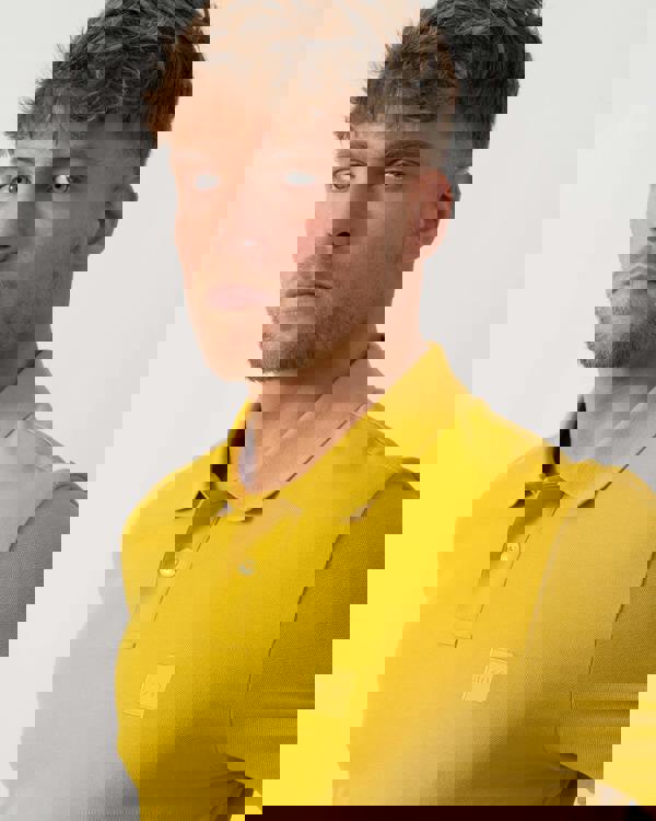 BOSS Orange Passenger Mens Stretch-Cotton Slim-Fit Polo Shirt with Logo Patch - Medium Yellow 721 - Logo detail