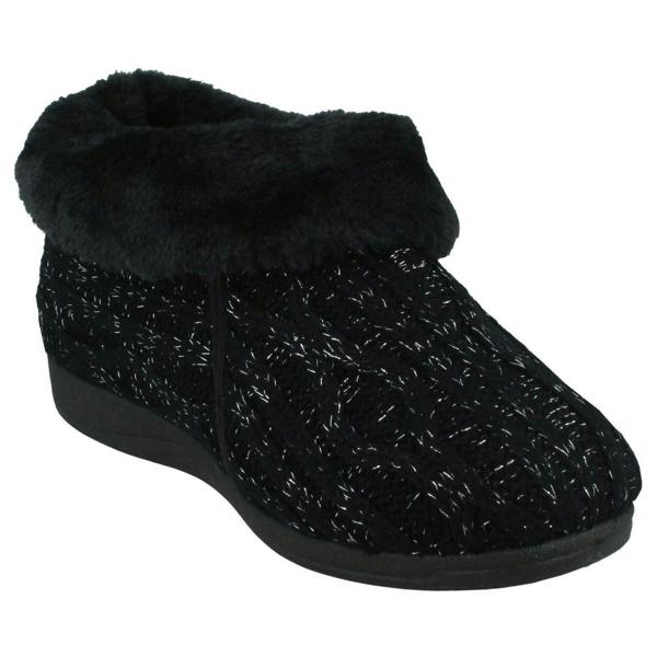 Rose Bank Ladies Rose Bank Memory Foam Knitted Bootee Slipper Karen