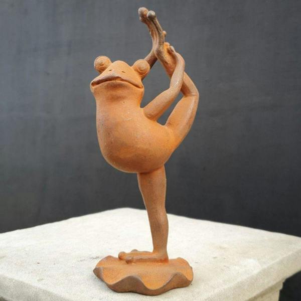 SPA Cast Iron Upright Dancing Pose Yoga Frog Garden Ornament Home Decor