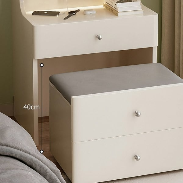 Lia Slimline Dressing Table, With USB Port, LED Mirror & Stool-Rit Concept-Rit Concept