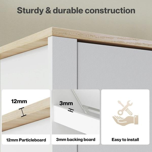 Levede Shoe Cabinet White Narrow Flip Drawers Adjustable Shelves Storage Cabinet