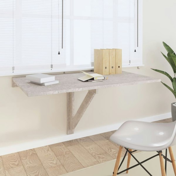 Berkfield Folding Wall Table Concrete Grey 100x60x56 cm Engineered Wood