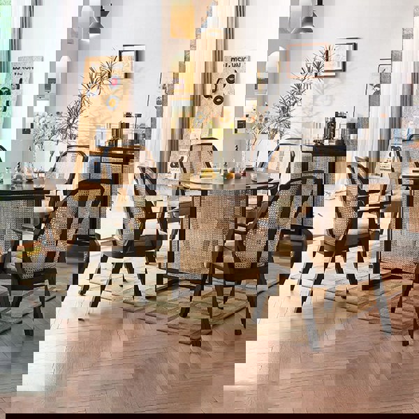 Hellen Rattan Dining Chair, Ash Wood & Cotton Linen-Rit Concept-Rit Concept