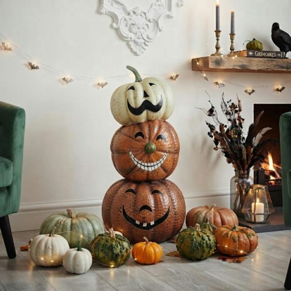 Garden Greatness Autumnal Stacked Pumpkin Decorative Display