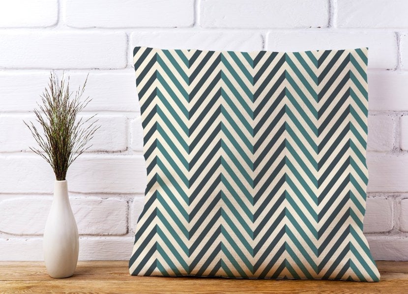 Warren Reed Geometric Herringbone Chevron Blues Cushions