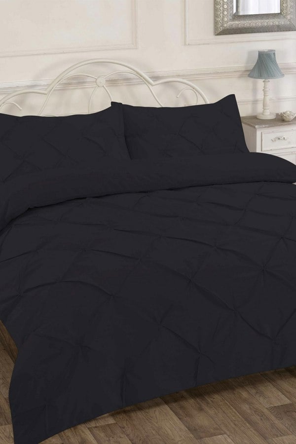 HomeSpace Direct Pintuck Pleated Duvet Cover Set Bedding