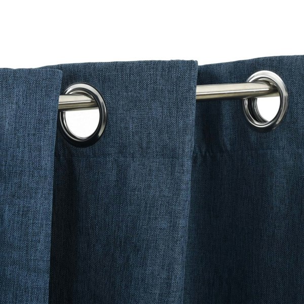 Berkfield Linen-Look Blackout Curtains with Grommets 2 pcs Blue 140x175cm