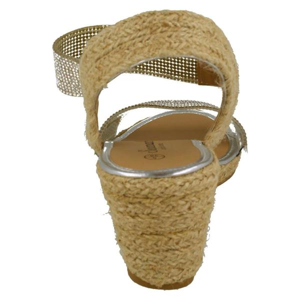 Savannah Ladies Savannah Wedge Open Toe Sandals With Diamonte Detail F2302