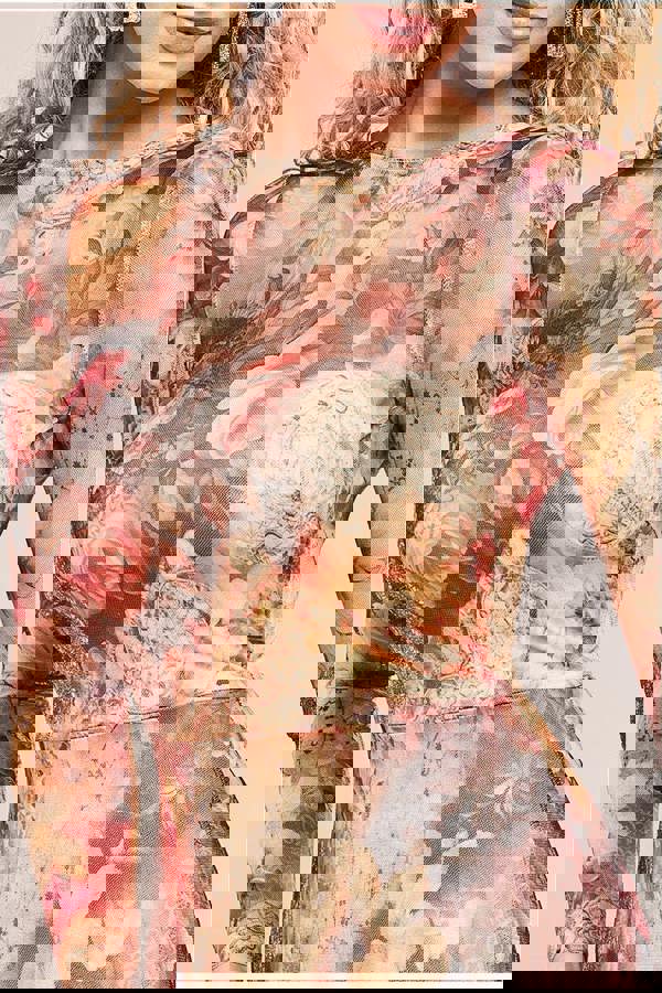 Printed Soft Mesh A-Line Maxi Dress - Orange DR4363