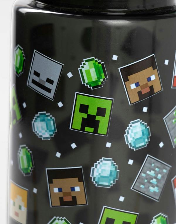 Minecraft Unisex Kids Black Printed Straw Water Bottle (One Size)