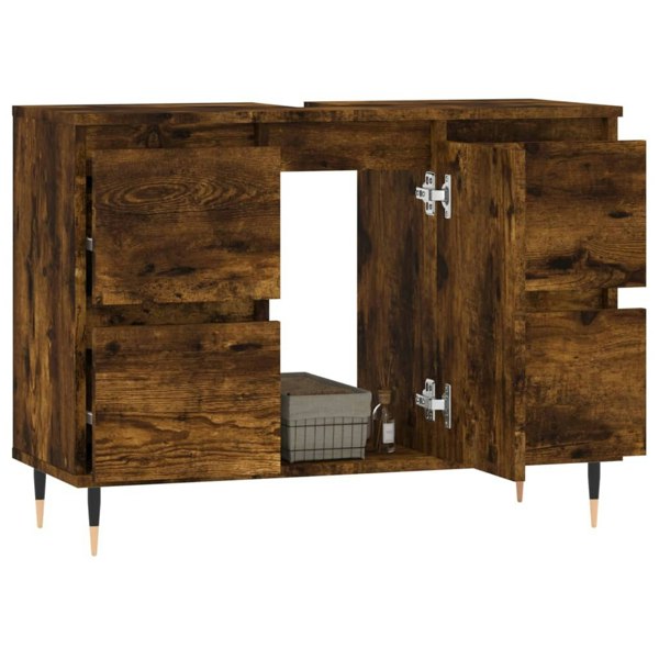 Berkfield Bathroom Cabinet Smoked Oak 80x33x60 cm Engineered Wood