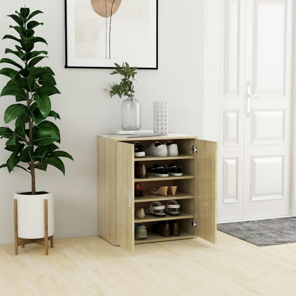Berkfield Shoe Cabinet Sonoma Oak 60x35x70 cm Engineered Wood