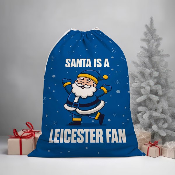 BritishmadeGifts Santa is a Leicester Fan - Football Fan Santa Sack
