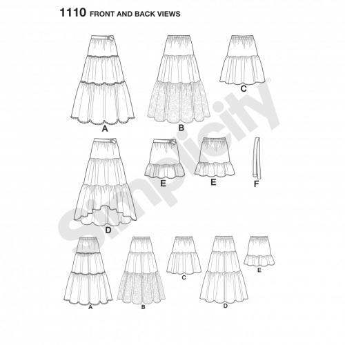 Simplicity Sewing Pattern 1110, Skirts for Women, A (XXS-XS-S-M-L-XL-XXL) - Easy