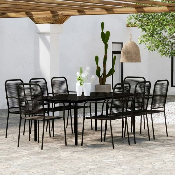 Berkfield 9 Piece Garden Dining Set Black