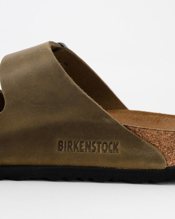 Birkenstock Arizona Oiled Natural Leather Womens Sandals - Faded Khaki - CHO - Designer Womens Sandals