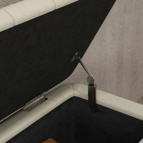 Wyld Haus Zimina Linen Look Cream Storage Ottoman Stripe Top