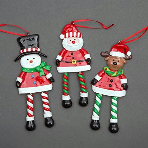 Ceramic Christmas Tree Hanging Decorations in Multicolour, Available in Set of 3 or 12 Santa, Snowman and Reindeer Designs image 4