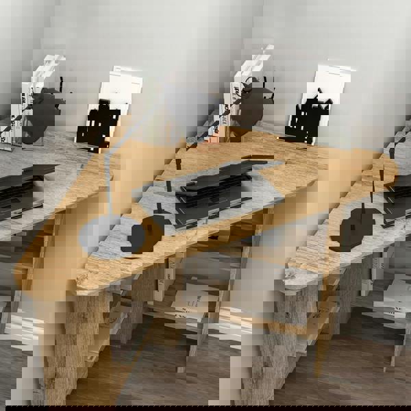 Destina Home Corner Computer Desk with Shelves-Gredos