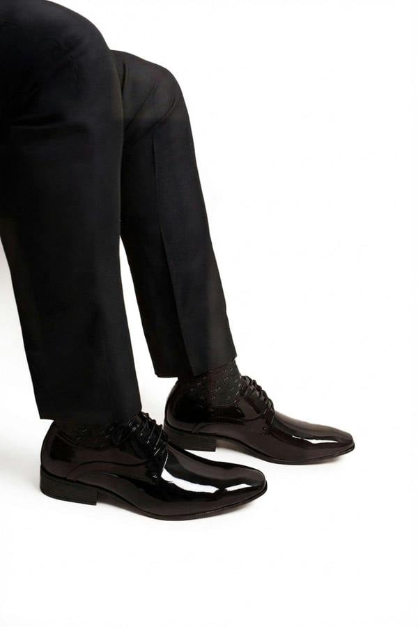 Jaxon Lace Up Derby Formal Dress Work Shoes - Black_wb