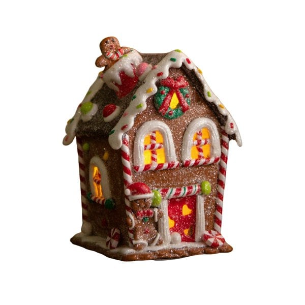 Samuel Alexander 14cm Battery Operated Light up Gingerbread Candy Cottage with Warm White LEDs