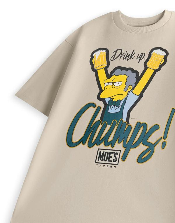 The Simpsons Mens Beige Moe's Tavern Short Sleeved T-Shirt