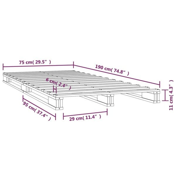Berkfield Pallet Bed 75x190 cm Small Single Solid Wood Pine