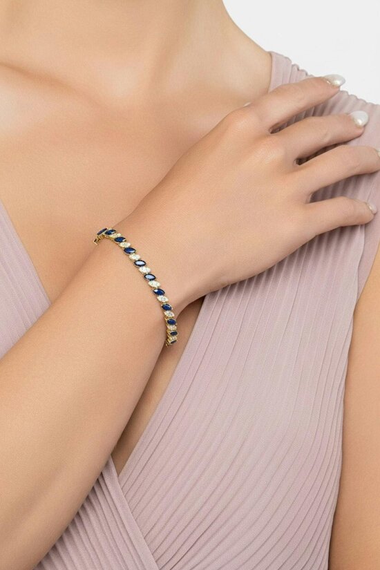 Latelita Viscountess Tennis Bracelet Sapphire Gold