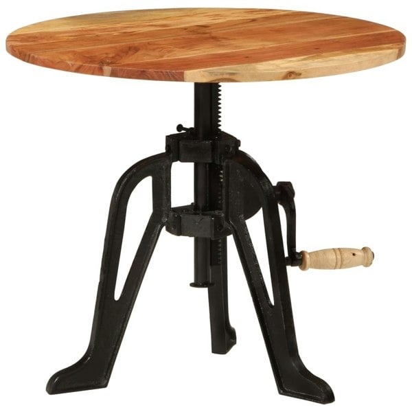 Berkfield Side Table 60x(42-62) cm Solid Wood Acacia and Cast Iron
