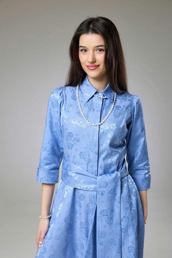 Isha's Timeless collection Sky Blue Petals Sleeved Dress