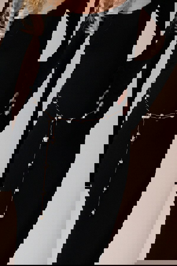 SVNX Minimal Pearl Chain Belt In Gold