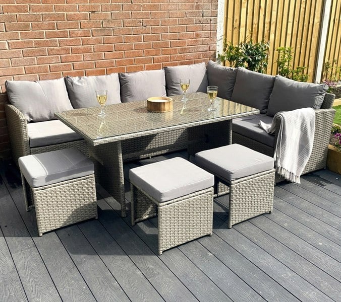 Outdoor Living The Knutsford 9 Seat Corner Rattan Dining Set