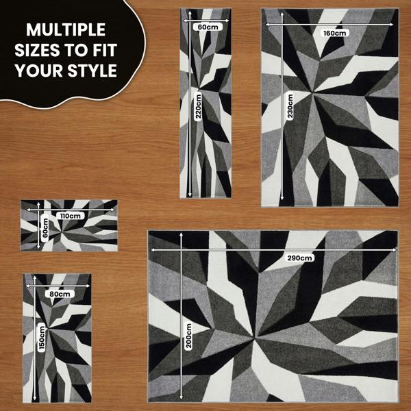 Smart Living Carved Rug Contemporary - Grey Black