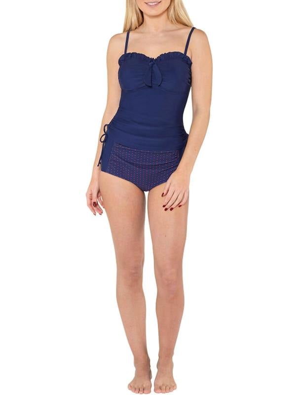 Side Tie Tankini Top - Navy Front