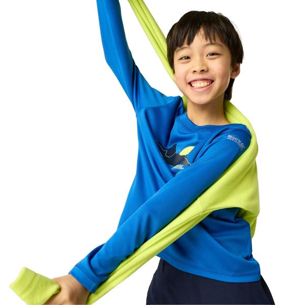 Regatta Childrens/Kids Alvarado Mountain Scene Long-Sleeved T-Shirt - Olympian Blue - 