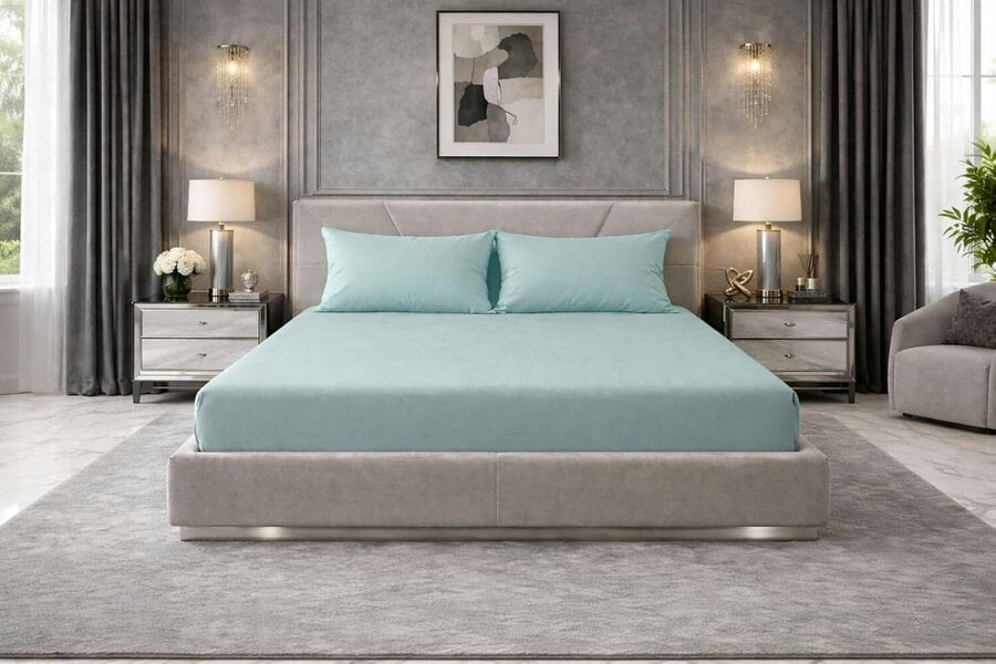 Night Zone Extra Deep Fitted Sheet 40cm – Polycotton Easy Care Bed Sheet - Duck Egg