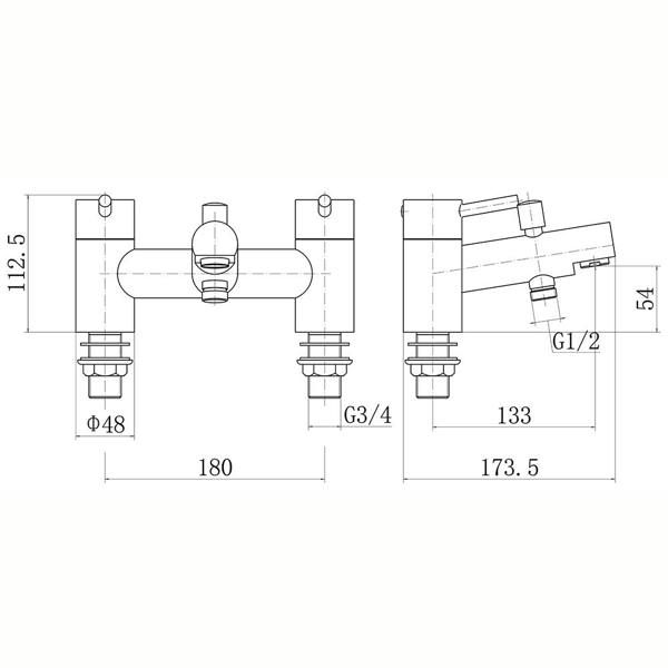 Flode Runn | Bath Shower Mixer | Including Handset and Holder | Chrome