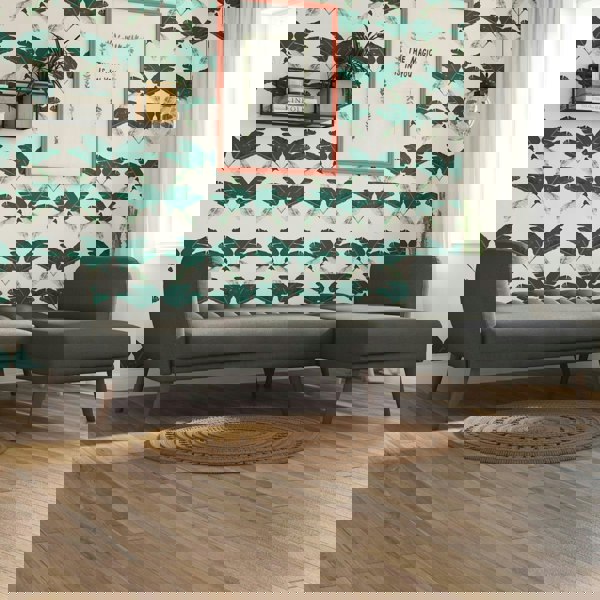 Dorel Home Brittany Sectional Sofa Bed in Dark Grey Linen