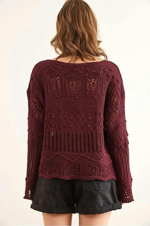 Hoxton Gal Mini Pom-Pom Openwork Cotton Knit Blouse