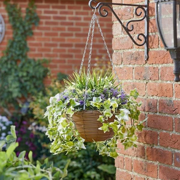 Garden Greatness Lilac Bloom Artificial Hanging Basket