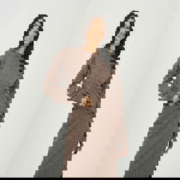 Brave Soul Brown Knitted Jumper and Midi Skirt Set - Brown Image 3