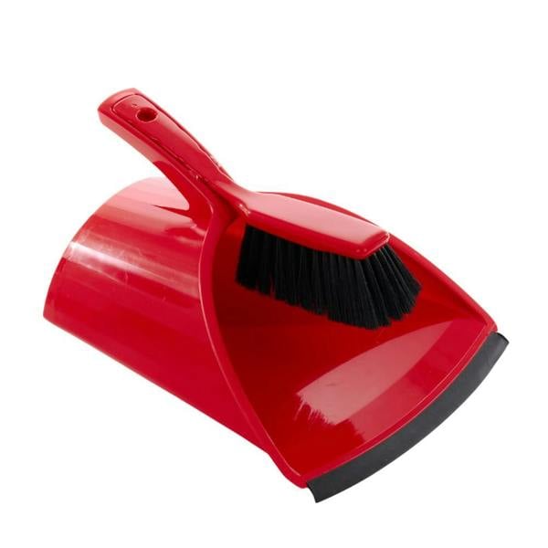 Leecroft SCOOPA Dustpan & Brush Soft Red - One Colour - 
