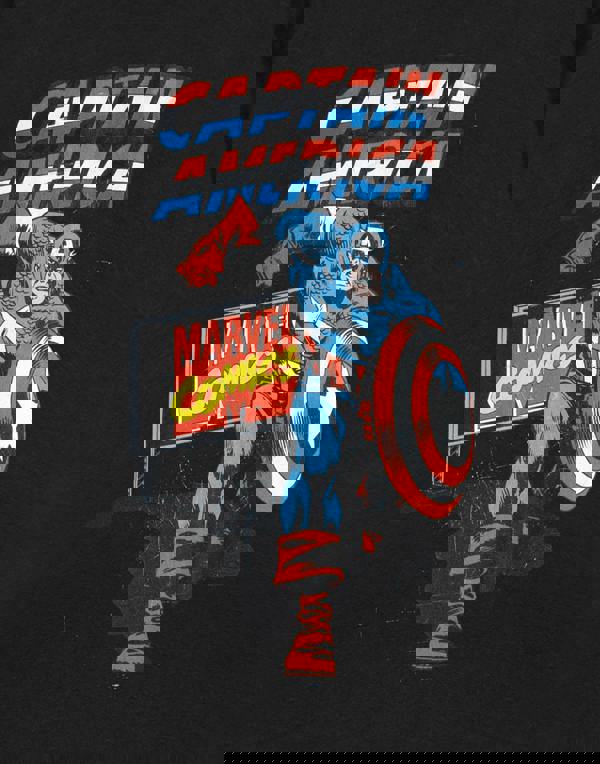 Marvel Comic Captain Mens Black Captain America Short Sleeved T-Shirt