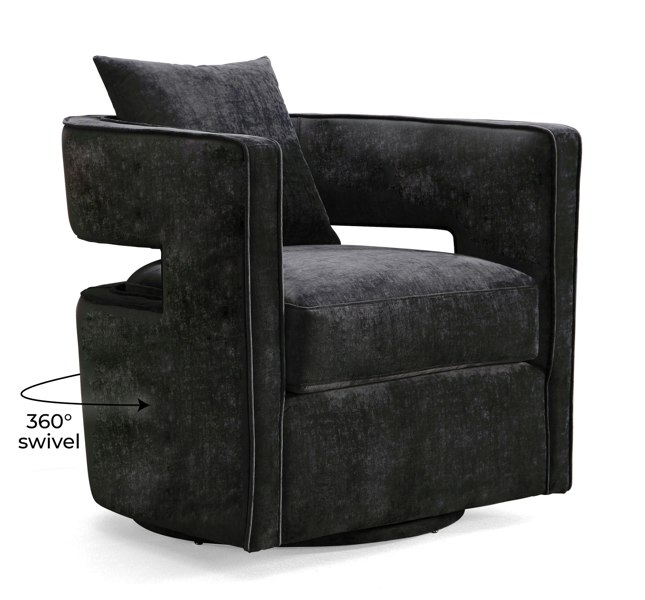 Furniture Edit Kennedy Black Swivel Accent Ocassional Chair