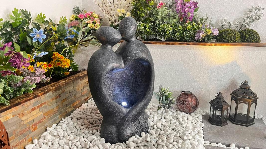 Tranquillity Water Features Heart Couple Contemporary Solar Water Feature